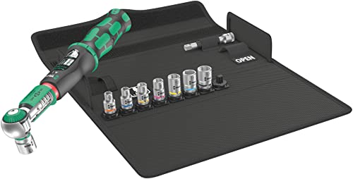 Wera 05075830001 Safe-Torque A 1 Set 1, Drehmomentschlüssel-Satz, 1/4" Vierkant, 2-12 Nm, 10-teilig, Schwarz-grün von Wera