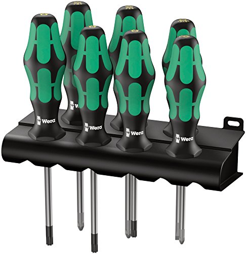 Wera 335/350/367/7 Rack Schraubendrehersatz Kraftform Plus Lasertip + Rack, 7-teilig, 05320540001 von Wera