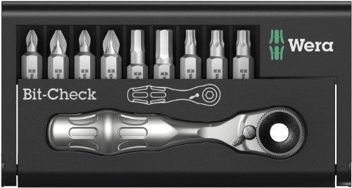 Wera Bit-Check 10 Zyklop Mini 1 - Knarrenschraubendreher mit Bit-Satz - 10 Stücke - 65 N·m (05073645001) von Wera