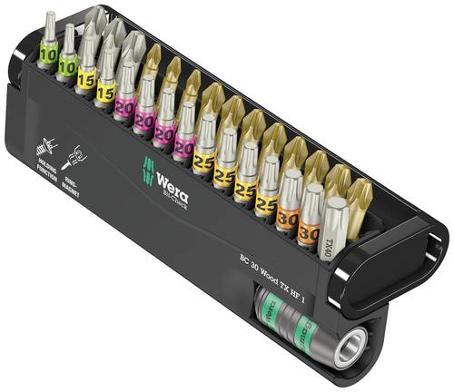 Wera Bit-Check 30 Wood TX HF 1 05057436001 Bit-Set 30teilig TORX, Kreuzschlitz Phillips, Kreuzschlit von Wera