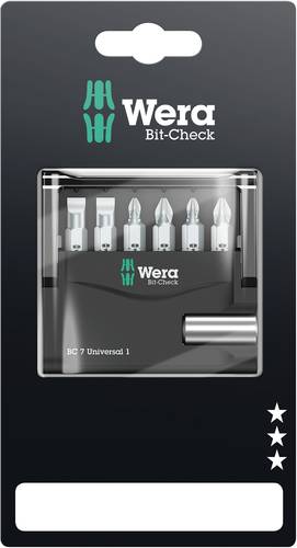 Wera Mini-Check 05073406001 Bit-Set 7teilig Schlitz, Kreuzschlitz Phillips, Kreuzschlitz Pozidriv von Wera