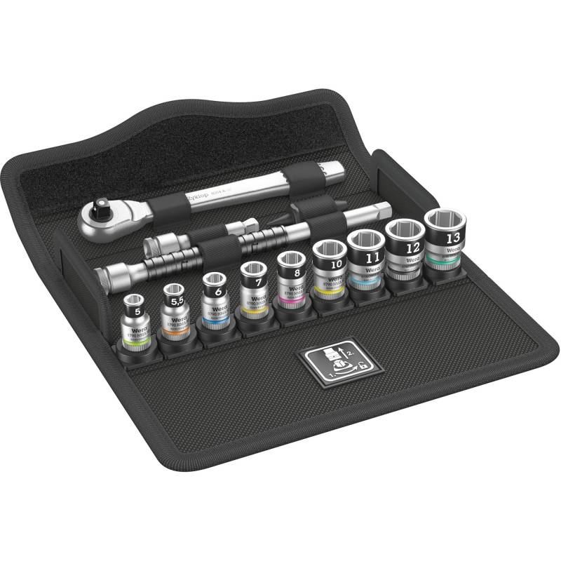 Zyklop Metal-Knarrensatz 8100 SA 12HF, 1/4", Werkzeug-Set von Wera