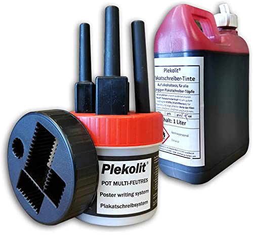 Plekolit® Plakatschreibsystem + 1L Tinte ROT von Werner