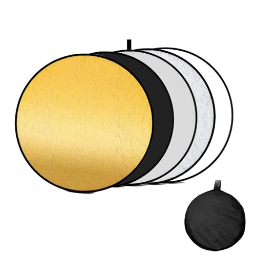 5 in1 Licht-Reflektor Runden Faltreflektoren Fotografie Set mit Aufbewahrungstasche Licht Diffusor für Studio Portrait,Party Foto, Selfie, Hochzeitsfotografie (60cm) von Werownsgso