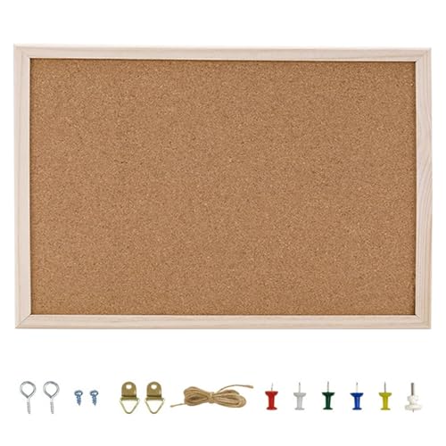 Kork-Pinwand mit Holzrahmen Korkwand Memo Board Befestigungsmaterial Druckstifte im Lieferumfang Enthalten für Notizen in Zuhause, Büro, Küche (20x30cm) von Werownsgso