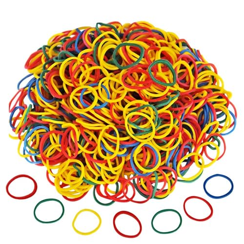 Werownsgso 1000 Stücke Gummibände, Haushaltsgummi Gummiringe, Dehnbare Bänder Gummis, Elastische Gummibänder für Haare, Büro, Haushalt, Schulbedarf (Bunte) von Werownsgso