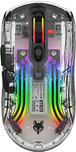 Werwing Kabellose Maus, 2,4 G und Bluetooth, transparent, Dual-Modus, Gaming-Maus mit RGB-Hintergrundbeleuchtung, wiederaufladbar, ergonomisch, leise, für PC, Laptop, Tablet (schwarz) von Werwing