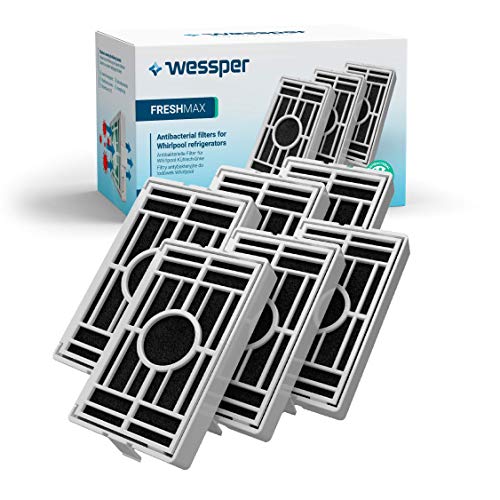 Wessper 6er Pack Antibakterieller Hygiene Luftfilter für Bauknecht Whirlpool Side-by-Side Kühlschrank, kompatibel mit Microban ANT001, ANT-001, ANTF-MIC, HYG001, 481248048172 von Wessper