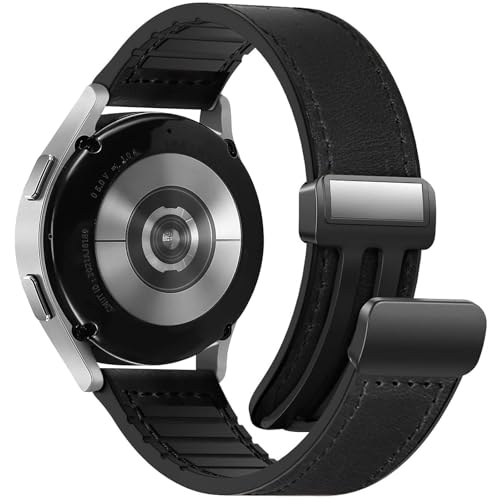 WestEagle Magnetisches Lederarmband Kompatibel mit Samsung Galaxy Watch 7/6/5/4/ Active 2 40 mm 44 mm, 6 43 mm 47 mm, 5 Pro 45 mm/Watch 4 Classic 42 mm 46 mm, 20 mm Armband für Herren von WestEagle