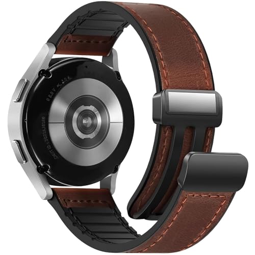 WestEagle Magnetisches Lederarmband Kompatibel mit Samsung Galaxy Watch 7/6/5/4/ Active 2 40 mm 44 mm, 6 43 mm 47 mm, 5 Pro 45 mm/Watch 4 Classic 42 mm 46 mm, 20 mm Armband für Herren von WestEagle