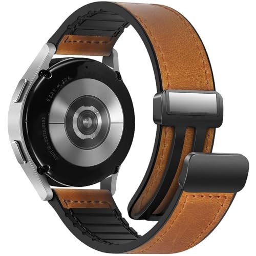 WestEagle Magnetisches Lederarmband Kompatibel mit Samsung Galaxy Watch 7/6/5/4/ Active 2 40 mm 44 mm, 6 43 mm 47 mm, 5 Pro 45 mm/Watch 4 Classic 42 mm 46 mm, 20 mm Armband für Herren von WestEagle