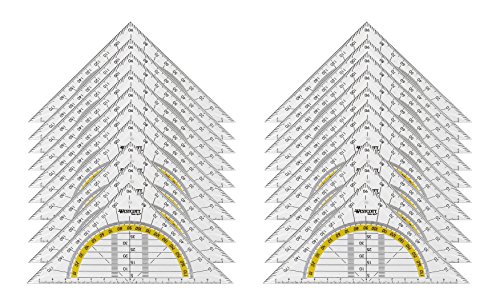 Westcott E-10130 00-I Geometriedreieck Kunststoff, 14 cm, 20 Stück, transparent von Westcott