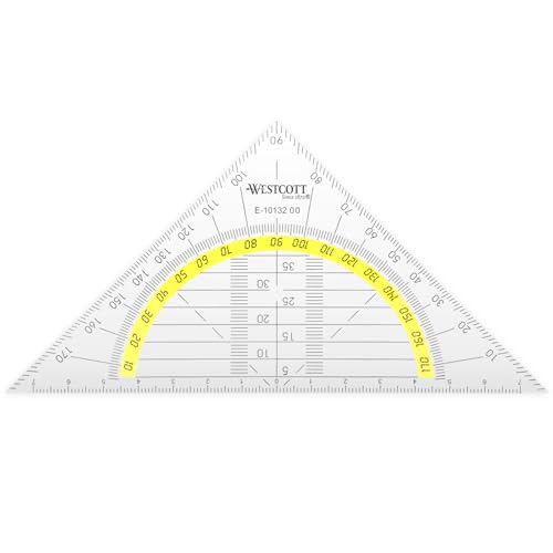 Westcott E-10132 00 Geometriedreieck Kunststoff bruchsicher, 14 cm, transparent von Westcott