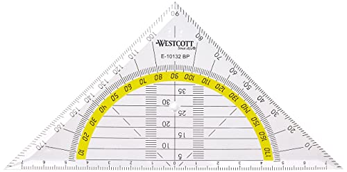 Westcott E-10132 BP-I Geometriedreieck aus Kunststoff, bruchsicher, 20-er Packung, 14 cm, transparent von Westcott
