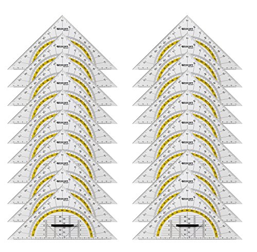 Westcott E-10134 00-I Geometriedreieck Kunststoff mit abnehmbarem Griff, 22 cm, 20 Stück, transparent von Westcott