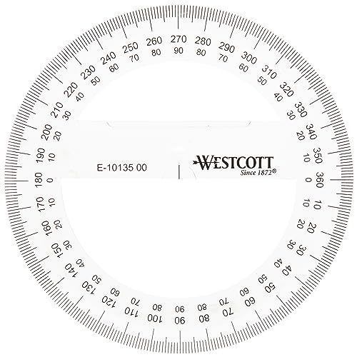 Westcott E-10135 00 Winkelmesser Vollkreis Kunststoff, 10 cm, transparent von Westcott