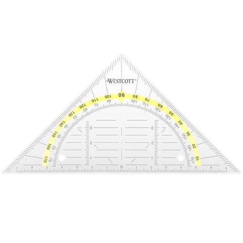 Westcott E-10139 00 Geometriedreieck, mit Lochung, transparent, 14 cm von Westcott