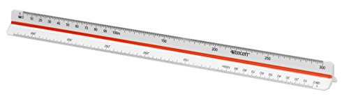 Westcott E-10160 00 Reduktionsmaßstab Vermessung 2, Kunststoff, 30 cm, Weiß von Westcott