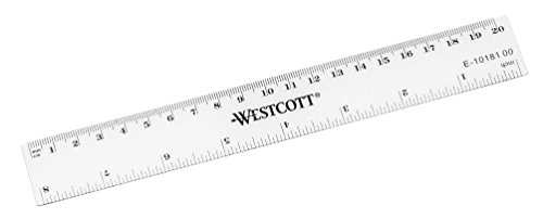 Westcott E-10181 00 Kunststofflineal, 20 cm / 8 Zoll, Skalierung cm und Inch, transparent von Westcott
