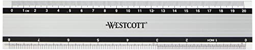 Westcott E-10190 00 Aluminium-Lineal besonders rutschfest, 20 cm, 8 Zoll von Westcott