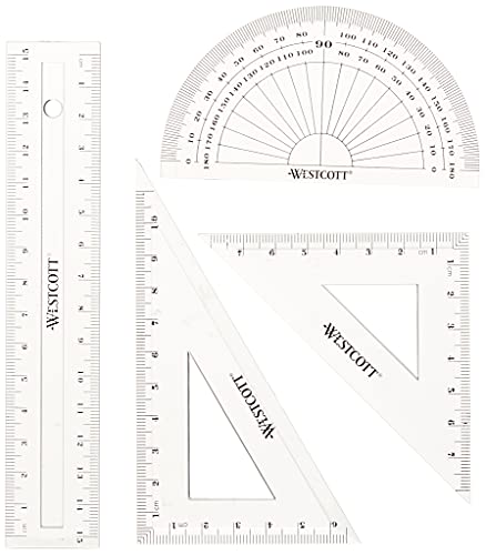 Westcott E-10303 00 Mathe-Set, 4-teilig, Kunststoff transparent von Westcott