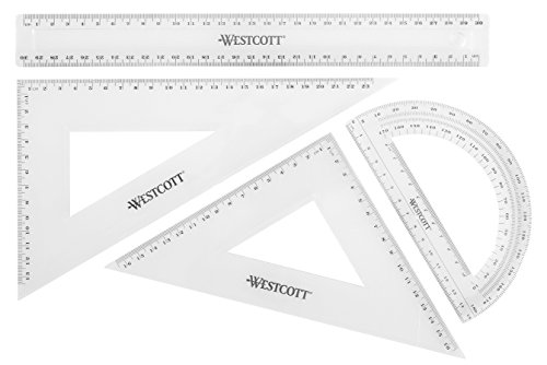 Westcott E-10304 00 Mathe-Set, 4-teilig, Kunststoff transparent von Westcott