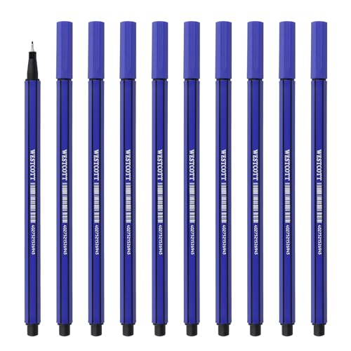 Westcott Fineliner blau 10 Stück | 10er Pack Premium Fineliner mit 0,4mm Strichstärke | Präzise Strichführung, metalleingefasste Spitze, schnelltrocknende Tinte auf Wasserbasis | E-737777 00 von Westcott