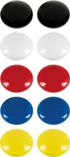 Westcott Haftmagnete 10er Pack, 25 mm, rund, je 2x weiß, schwarz, rot, blau, gelb, E-10814 00 von Westcott