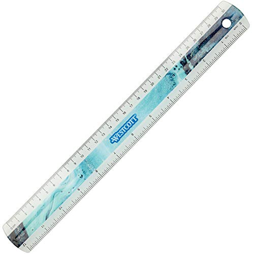 Westcott Lineal aus Kunststoff in Pouring Art- und Marmor-Optik, 30cm, 12 Zoll, türkis, E-13300 BLUE von Westcott