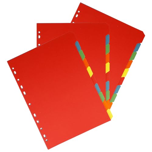 Westcott Register für Ordner A4 (3er-Set) | 3 x Trennblätter für Din A4 Ordner | 10 farbige Tabs in 5 Farben als Ordner Organizer | Robuste 160g/m² mit Eurolochung | E-1733312 00 von Westcott