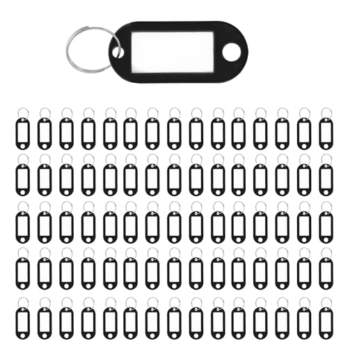 Westcott Schlüsselanhänger 100 Stück | 100er Pack robuste Anhänger zum Beschriften mit austauschbaren Etiketten | Mit Metall-Ring in der Farbe Schwarz | E-10650 00 von Westcott