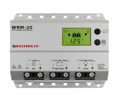Western CO. WRM20+ Laderegler 20A MPPT + RS485, Silber, 24V DC, 015566 von Western CO.