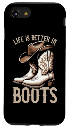 Life Is Better In Boots Cowgirl Cowboyhut Tänzerinnen Hülle für iPhone SE (2020) / 7 / 8 von Western Country Line Dance Country Musik Liebhaber