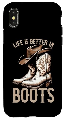 Life Is Better In Boots Cowgirl Cowboyhut Tänzerinnen Hülle für iPhone X/XS Life Is Better In Boots Cowgirl Cowboyhut Tänzerinnen Hülle für iPhone X/XS von Western Country Line Dance Country Musik Liebhaber