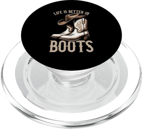 Life Is Better In Boots Cowgirl Cowboyhut Tänzerinnen PopSockets PopGrip für MagSafe Life Is Better In Boots Cowgirl Cowboyhut Tänzerinnen PopSockets PopGrip für MagSafe von Western Country Line Dance Country Musik Liebhaber