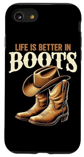 Life Is Better In Boots Tänzerinnen Country Musik Cowgirl Hülle für iPhone SE (2020) / 7 / 8 von Western Country Line Dance Country Musik Liebhaber