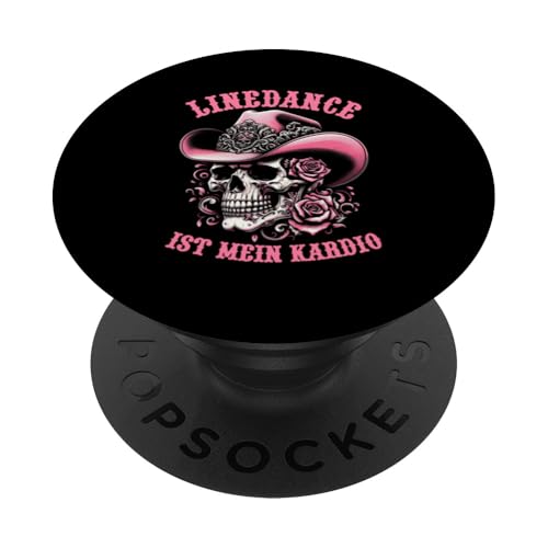 Linedance Ist Mein Kardio Skull Cowboyhut Tänzerinnen PopSockets Klebender PopGrip von Western Country Line Dance Country Musik Liebhaber
