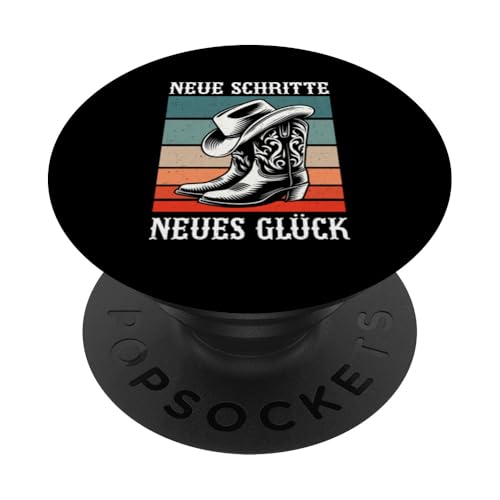 Neue Schritte Neues Glück Retro Line Dancing Cowgirl PopSockets Klebender PopGrip von Western Country Line Dance Country Musik Liebhaber