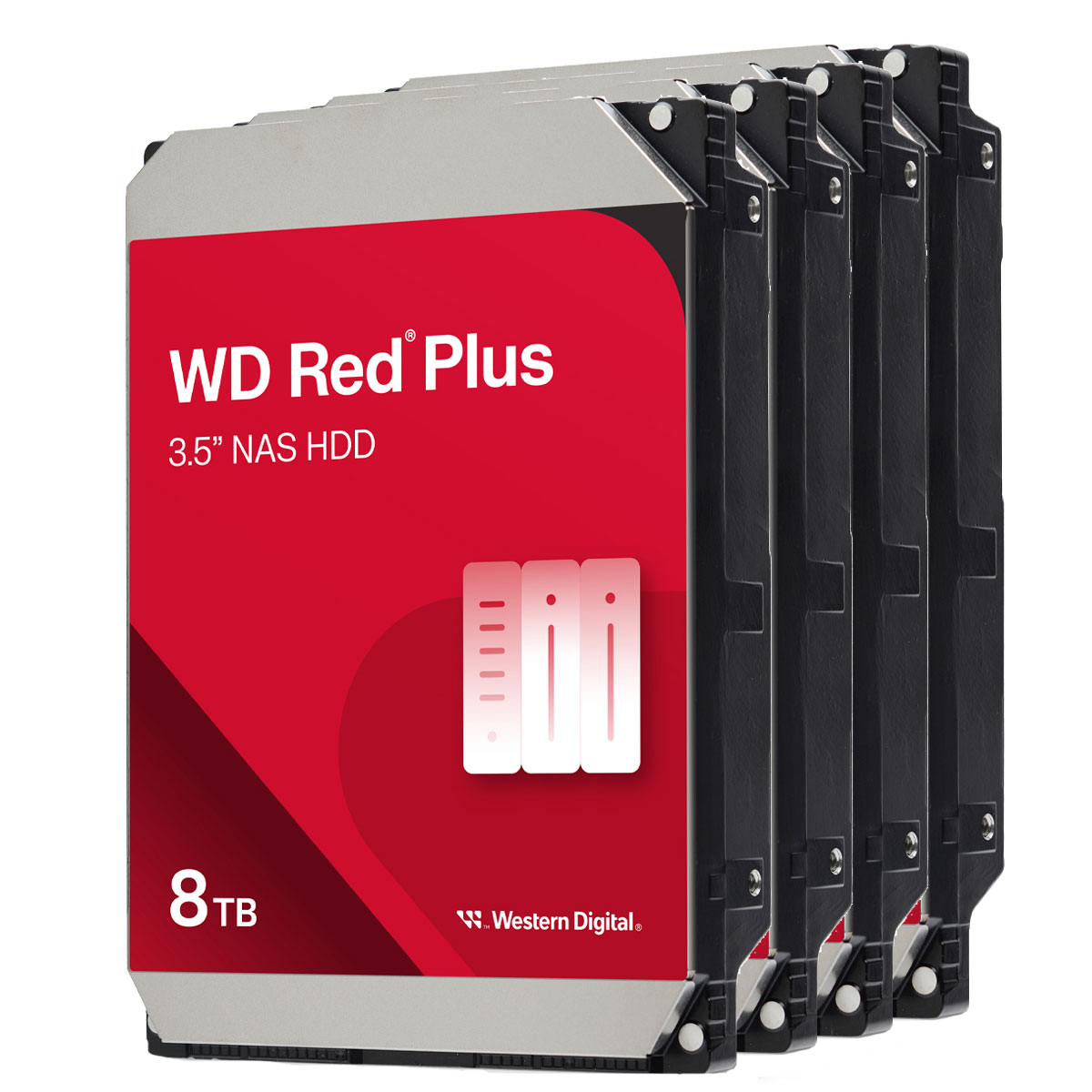4er Pack Western Digital WD Red Plus 8TB 3.5 Zoll SATA Interne NAS Festplatte (CMR) von Western Digital