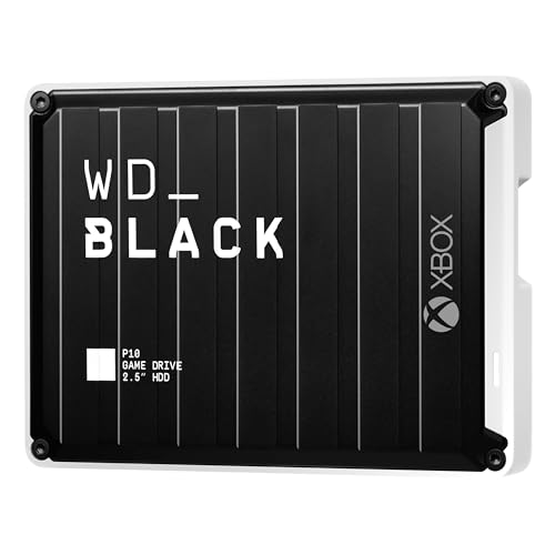 WD_BLACK P10 Game Drive for Xbox 4 TB (1 Monat Xbox Game Pass Ultimate, Übertragungsgeschwindigkeiten bis 130 MB/s, für Xbox) Schwarz mit weißem Rand von Western Digital