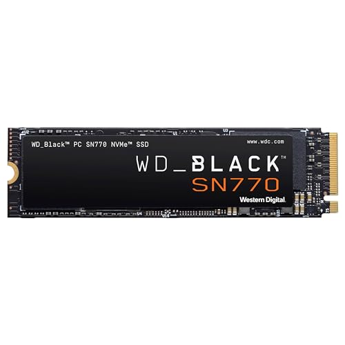 WD_BLACK SN770 NVMe SSD 500 GB (High-Performance NVMe SSD, Gaming SSD, PCIe Gen4, M.2 2280, Lesen 5.000 MB/s, Schreiben 4.000 MB/s) Schwarz von Western Digital