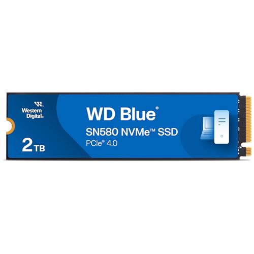 WD Blue SN580 NVMe SSD 2 TB (PCIe Gen4 x4, bis zu 4.150 MB/s Lesen, M.2 2280, nCache 4.0-Technologie) Blau von Western Digital