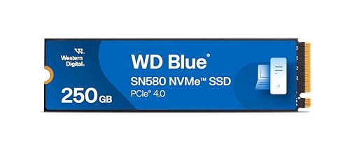 WD Blue SN580 NVMe SSD 250 GB (PCIe Gen4 x4, bis zu 4.000 MB/s Lesen, M.2 2280, nCache 4.0-Technologie) Blau von Western Digital