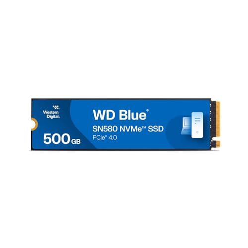 WD Blue SN580 NVMe SSD 500 GB (PCIe Gen4 x4, bis zu 4.000 MB/s Lesen, M.2 2280, nCache 4.0-Technologie) Blau von Western Digital
