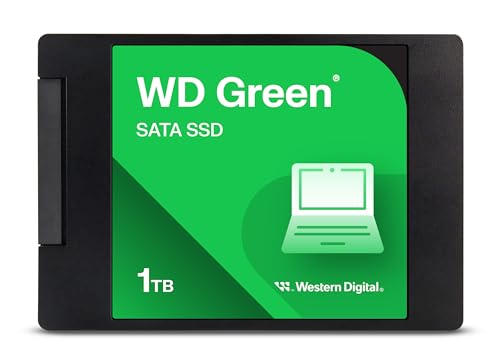 WD Green SATA SSD interne SSD 1 TB (2,5 Zoll Modul für den Einsatz in Laptops und Desktop PCs, SLC-Caching-Technologie, Stoßfest, WD F.I.T. Lab™-zertifiziert) grün von Western Digital