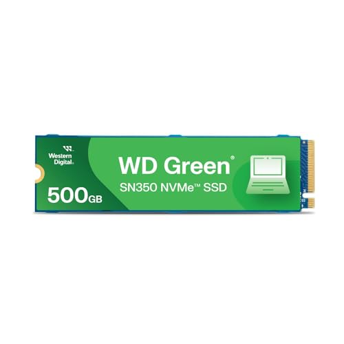 WD Green SN350 500 GB M.2 NVMe SSD, mit Lesegeschwindigkeit von 2.400 MB/Sek. und Schreibgeschwindigkeit von bis zu 1.500 MB/Sek von Western Digital