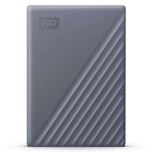 WD My Passport-Festplatte, funktioniert mit USB-C 4 TB (Mobile Festplatte, Passwortschutz, Backup-Software, USB 3.2 Gen 1, 3 Jahre Garantie) Siliziumgrau von WD