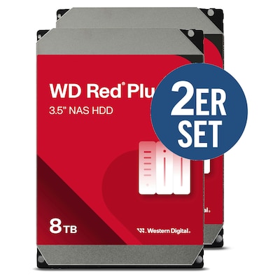 WD Red Plus 2er Set WD80EFPX - 8 TB 5640 rpm 256 MB 3,5 Zoll SATA 6 Gbit/s CMR WD Red Plus 2er Set WD80EFPX - 8 TB 5640 rpm 256 MB 3,5 Zoll SATA 6 Gbit/s CMR von Western Digital