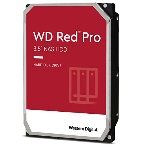 WD Red Pro interne Festplatte 14 TB (3,5 Zoll, NAS Festplatte, 7.200 U/min, SATA 6 Gbit/s, NASware-Technologie, für NAS-Systeme mit bis zu 24 Bays im Dauerbetrieb, 512 MB Cache) Rot von Western Digital