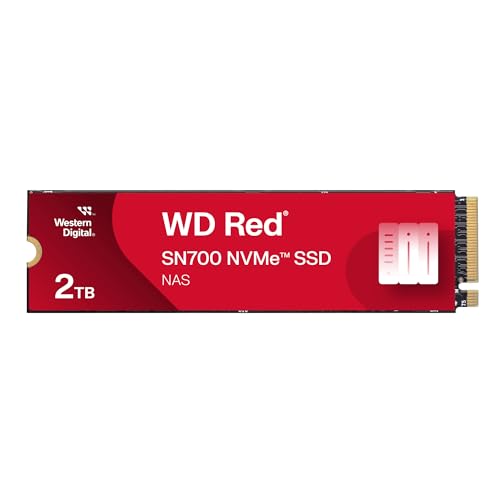 WD Red SN700 NVMe SSD 2 TB (SSD für NAS-Geräte, 24/7‐NAS‐Workloads, Dauerhaltbarkeit von bis zu 2.500 TBW, Kompatibilität mit vielen NAS-Systemen) von Western Digital